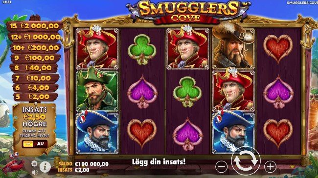 Bilden visar spelautomaten Smugglers Cove som är utvecklad av Pragmatic Play.