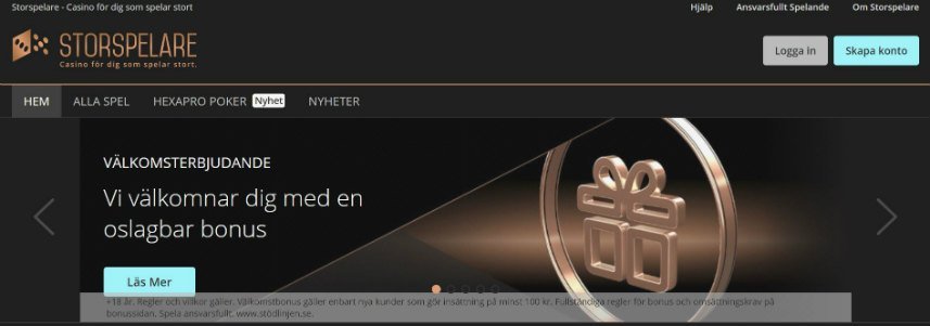 Storspelare, nätcasino med BankID