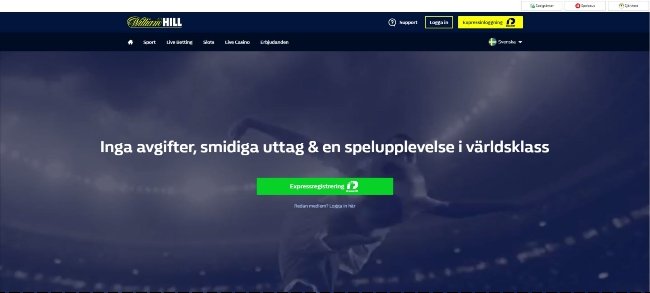 William Hill nätcasino med BankID