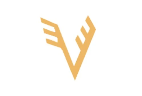 Logotyp tillhörande Vikings Casino. Består av ett guldfärgat stiliserat V. photo